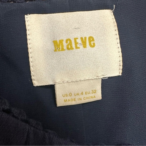 Anthropologie Maeve Shift Dress Sleeveless Navy Blue Sequin Fringe Trim Size 0 - Picture 12 of 13